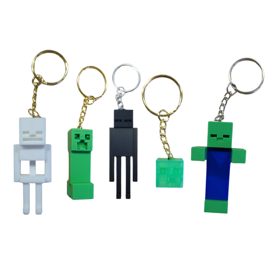 Pixel-Inspired Keychains – Zombie, Skeleton, Enderman, Slime & Creeper