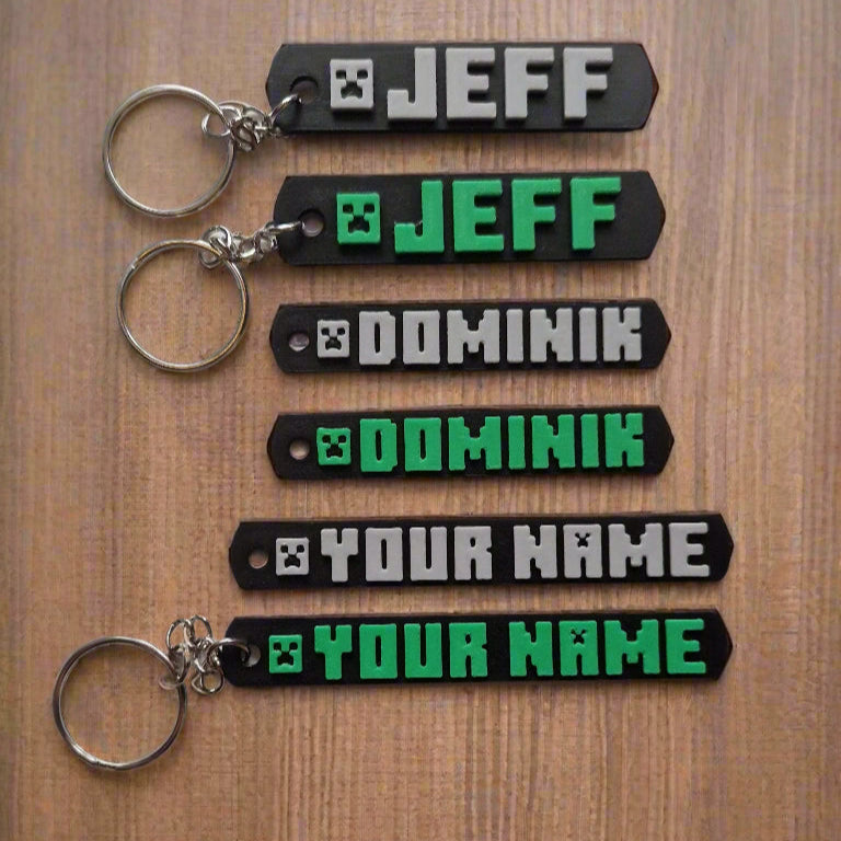 Minecraft-Inspired Name Keychain