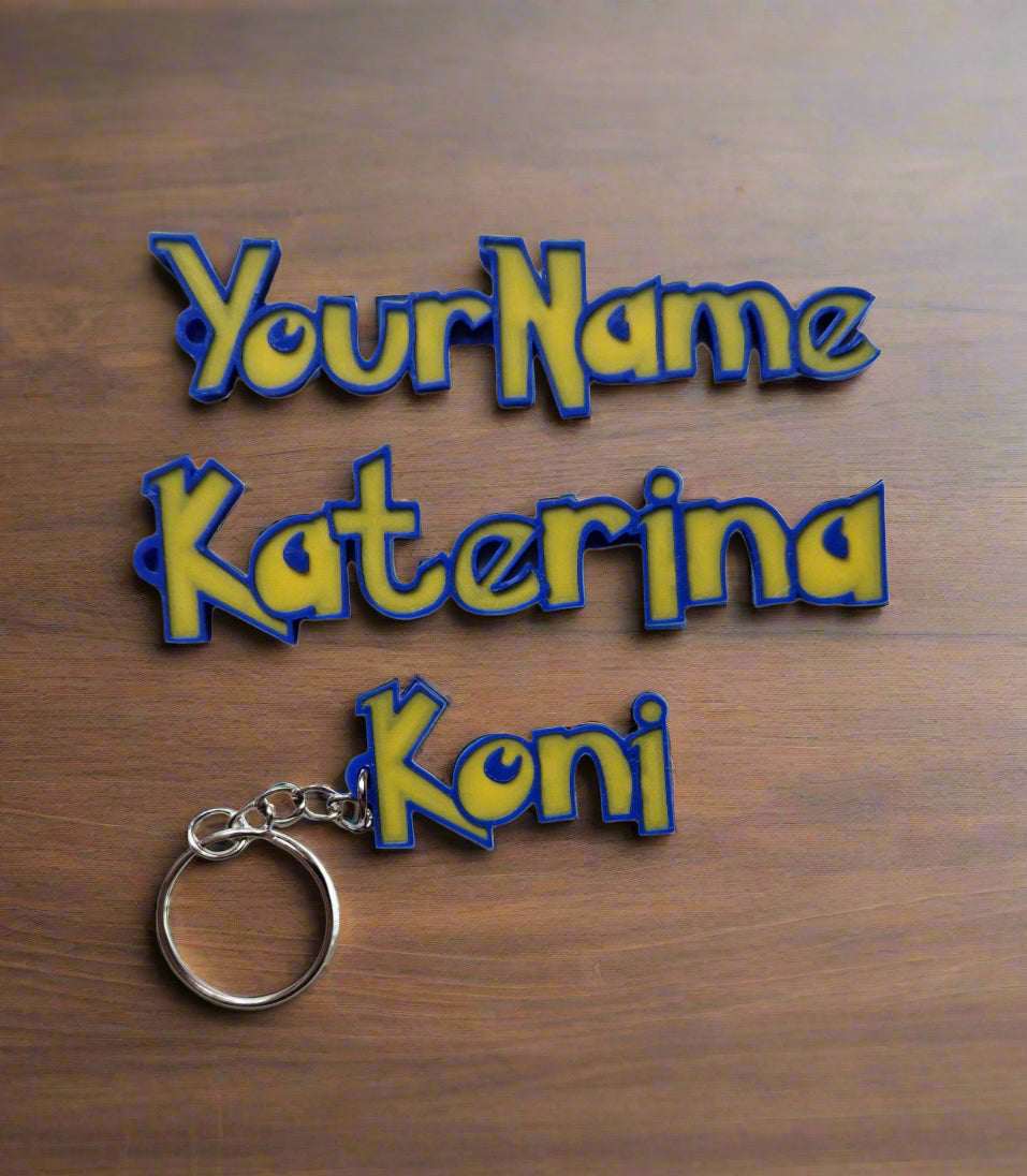 Pokemon-Inspired Name Keychain