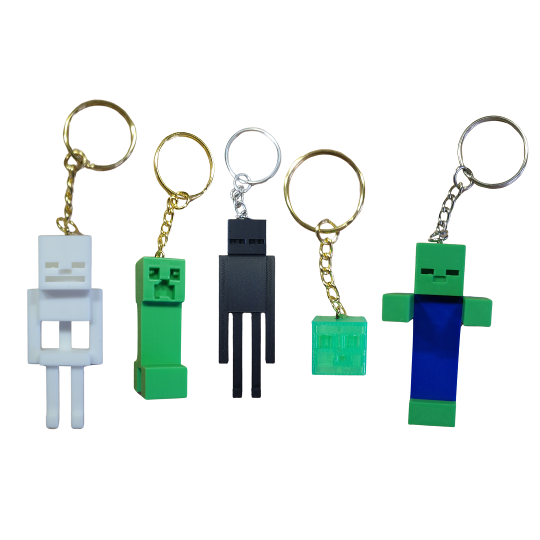 Pixel-Inspired Keychains – Zombie, Skeleton, Enderman, Slime & Creeper